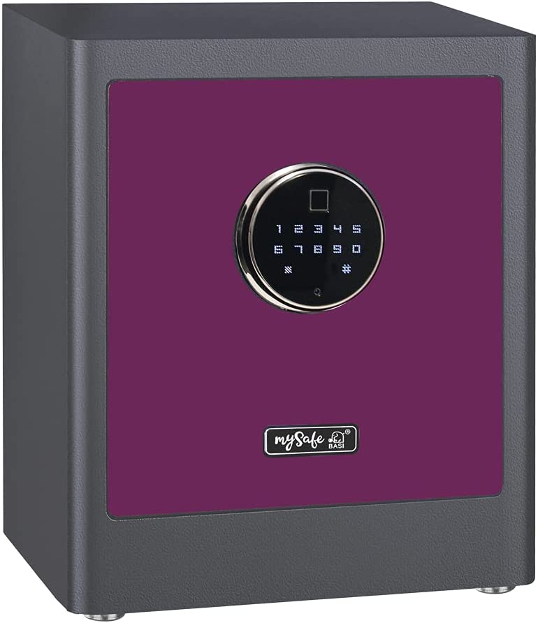 mySafe Premium 350 - Beere/Grau Elektronik-Möbel-Tresor, Touch-Display für Codeeingabe oder Fingerprint