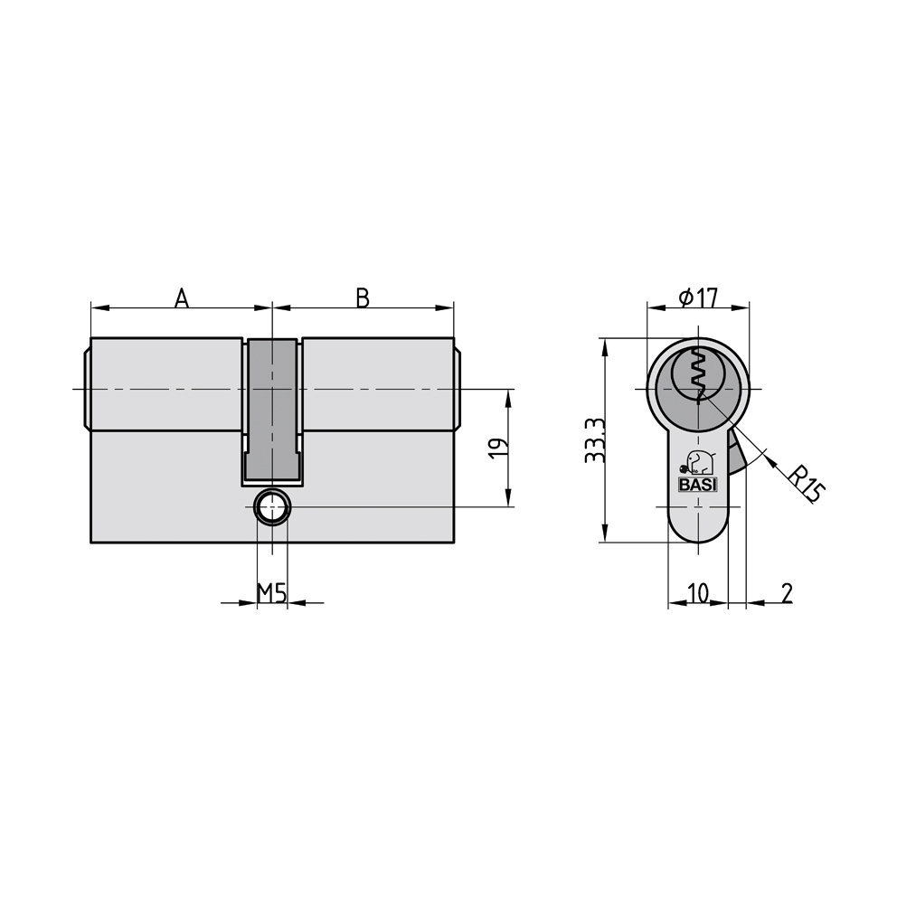 V50 - 30/40 mm Profil-Kurzzylinder, VS, N+G