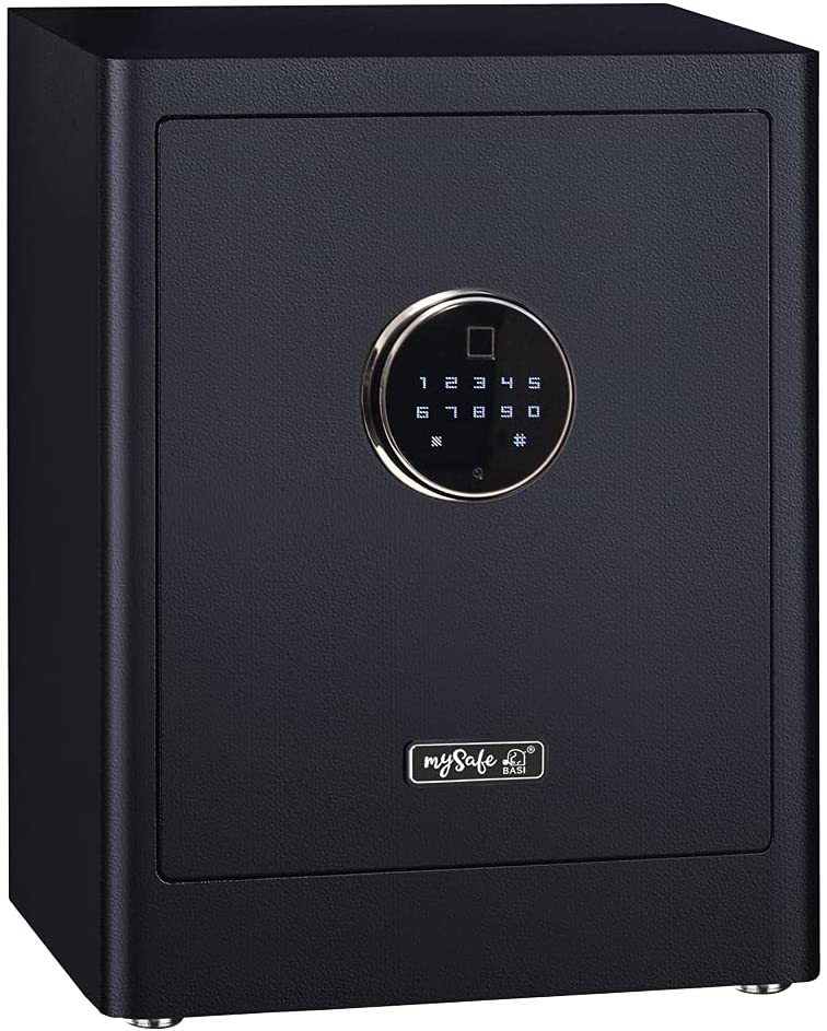 mySafe Premium 450 | elektronischer Schrank-Tresor | Zahlencode & Fingerscan | modernes Design | hohe Sicherheit | Schwarz
