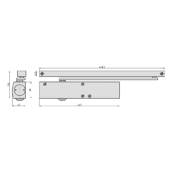 GEZE TS 5000 – silber Türschließer mit Gleitschiene, für einflügelige Türen bis 1400 mm