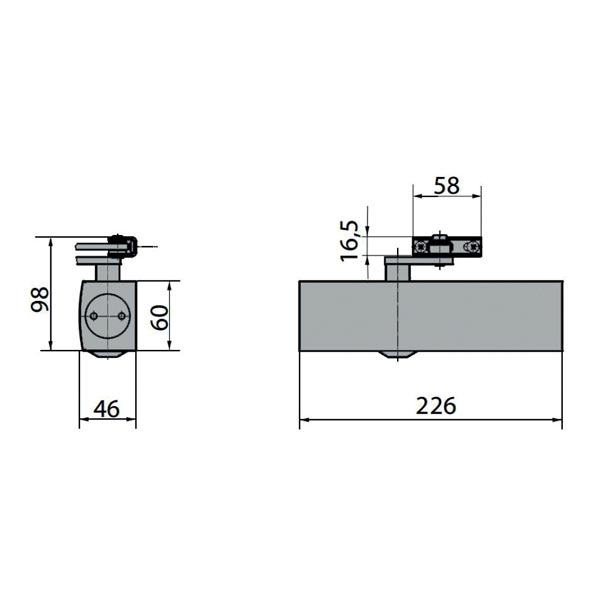 GEZE TS 2000V – silber Türschließer mit Standardgestänge, für einflügelige Türen bis 1250 mm
