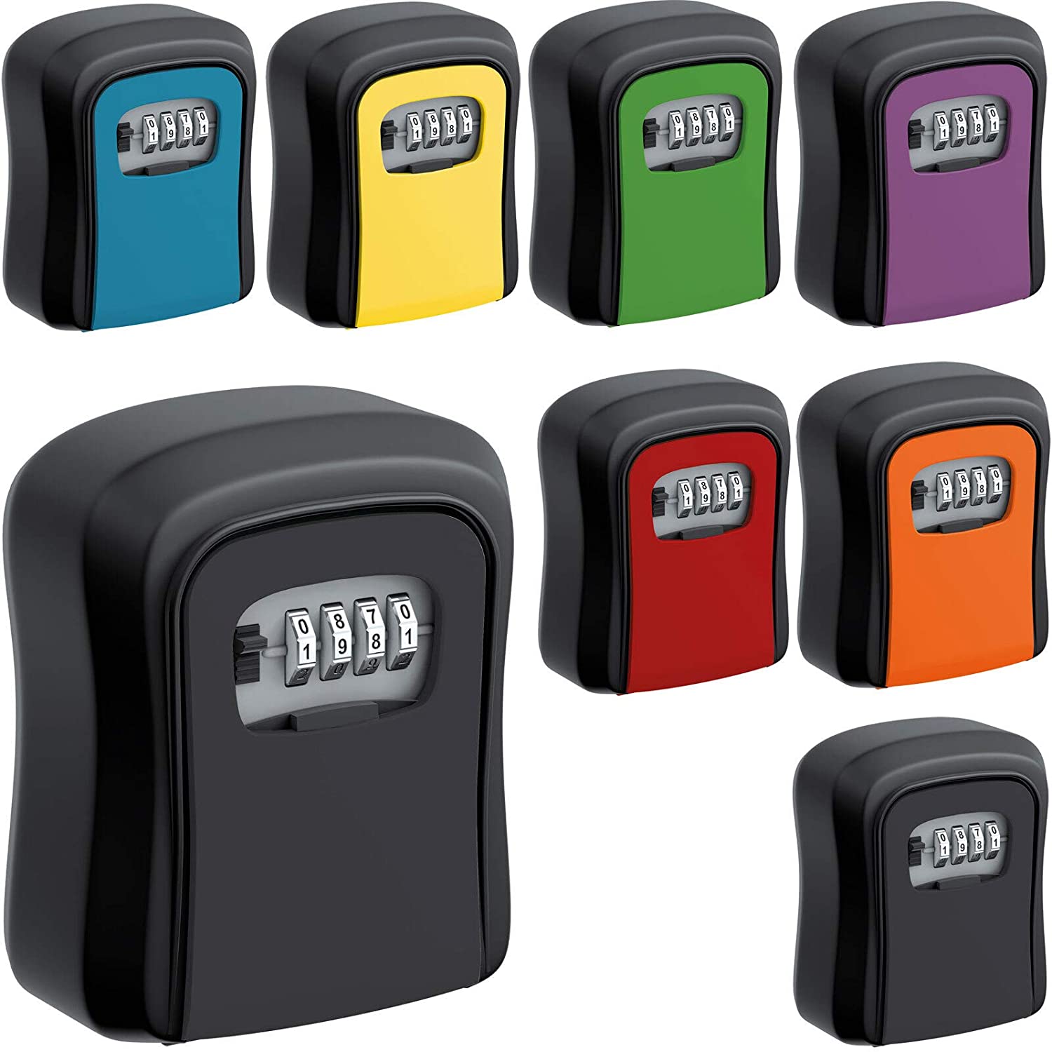 BASI Schlüsselsafe mit Zahlenschloss mini Schlüssel Tresor Safe Schlüsselkasten Wetterfest Schlüsselbox schwarz | schwarz