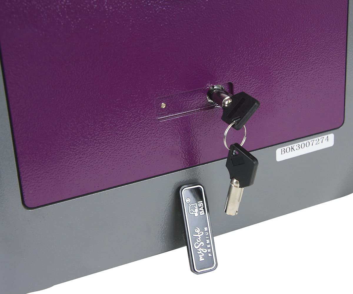 mySafe Premium 350 - Beere/Grau Elektronik-Möbel-Tresor, Touch-Display für Codeeingabe oder Fingerprint