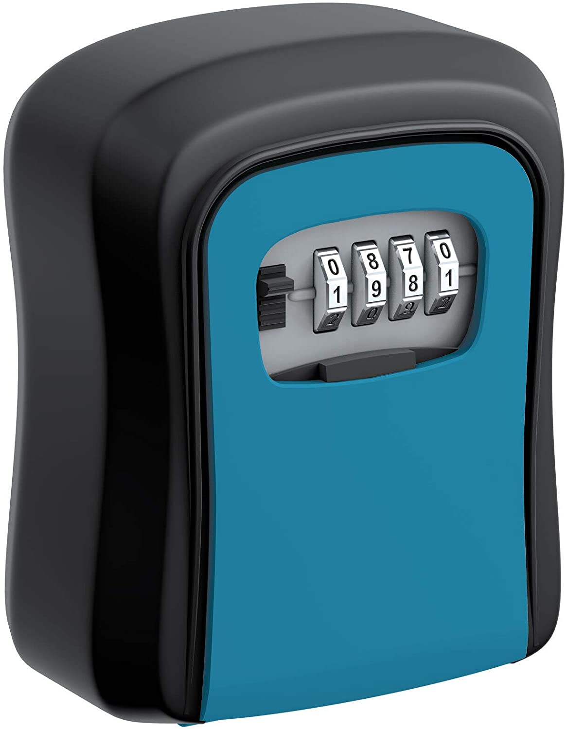 BASI Schlüsselsafe mit Zahlenschloss mini Schlüssel Tresor Safe Schlüsselkasten Wetterfest Schlüsselbox schwarz | blau