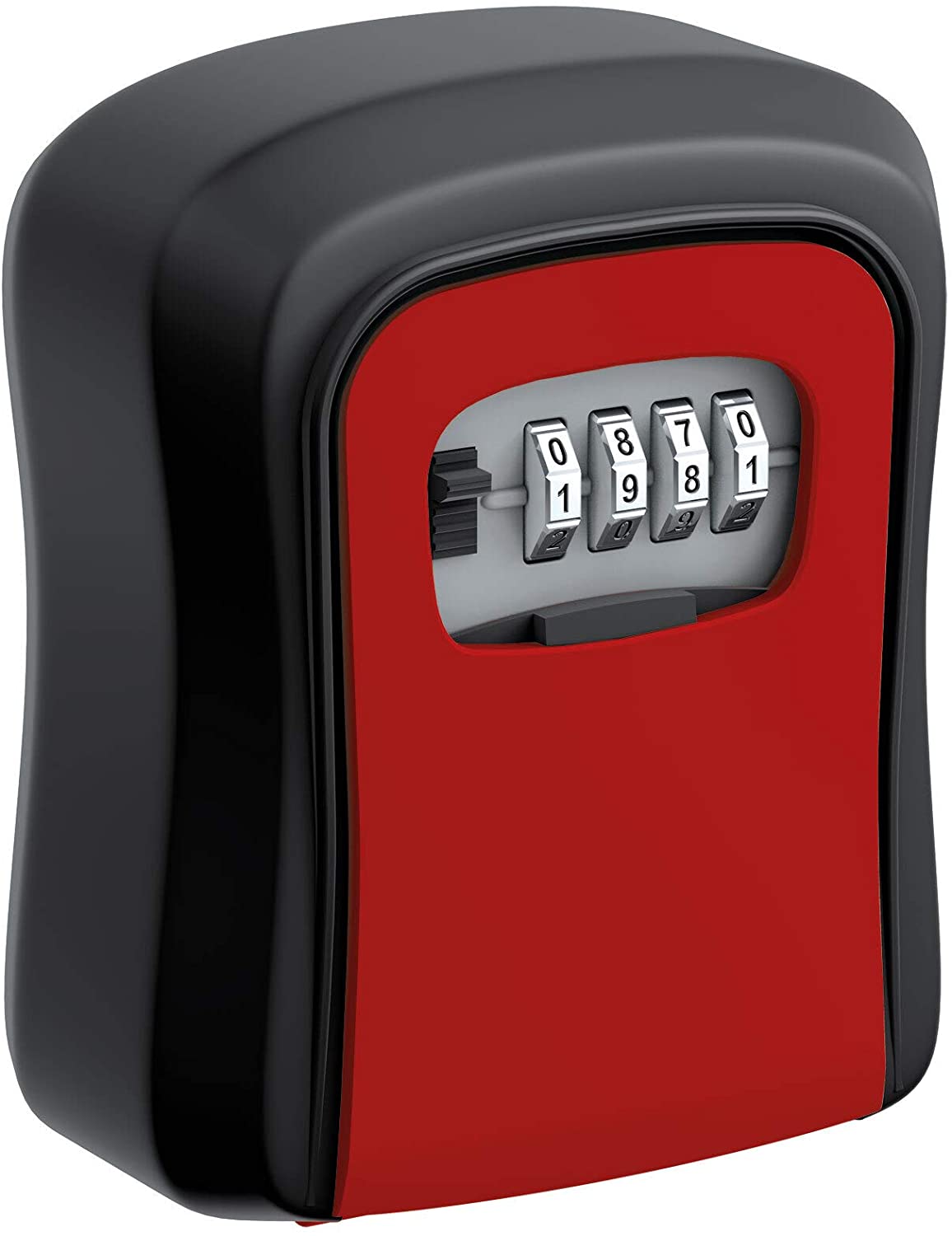BASI Schlüsselsafe mit Zahlenschloss mini Schlüssel Tresor Safe Schlüsselkasten Wetterfest Schlüsselbox schwarz | rot
