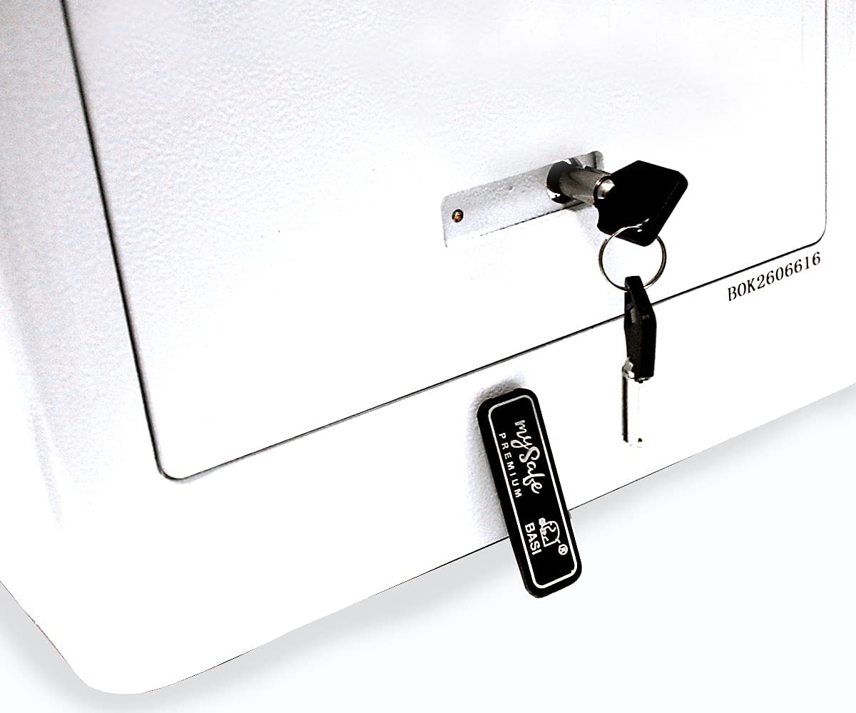 mySafe Premium 350 | elektronischer Schrank-Tresor | Zahlencode & Fingerscan | modernes Design | hohe Sicherheit | Weiß