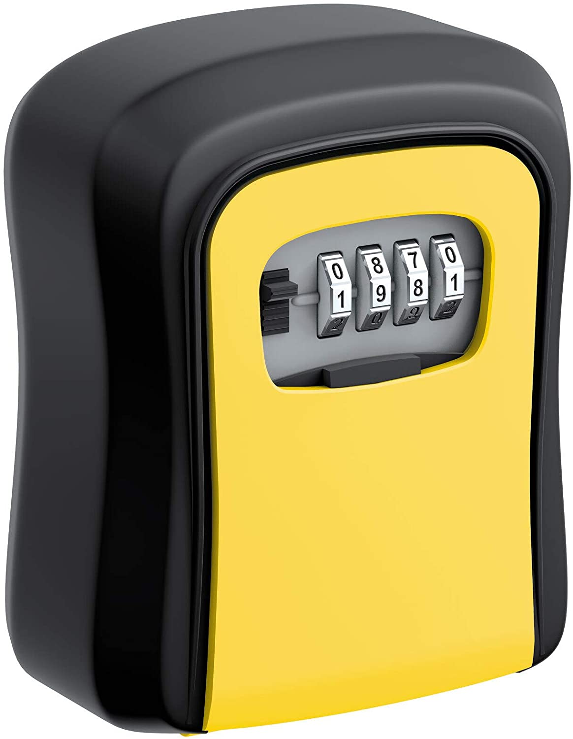 BASI Schlüsselsafe mit Zahlenschloss mini Schlüssel Tresor Safe Schlüsselkasten Wetterfest Schlüsselbox schwarz | gelb